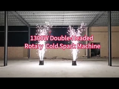 1300W 360 Rotación Movimiento doble doble cabeza Cold Sparkler Spinning Stage Máquina de chispa fría
