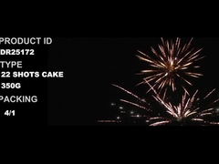 22 disparos 350g de torta fuegos artificiales 1.4g Un0336 Fuegos artificiales con varias formas